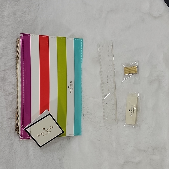 kate spade New York Candy Stripe Pencil Pouch - Picture 1 of 5